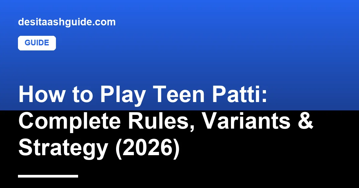 Teen Patti card game setup with hand rankings displayed