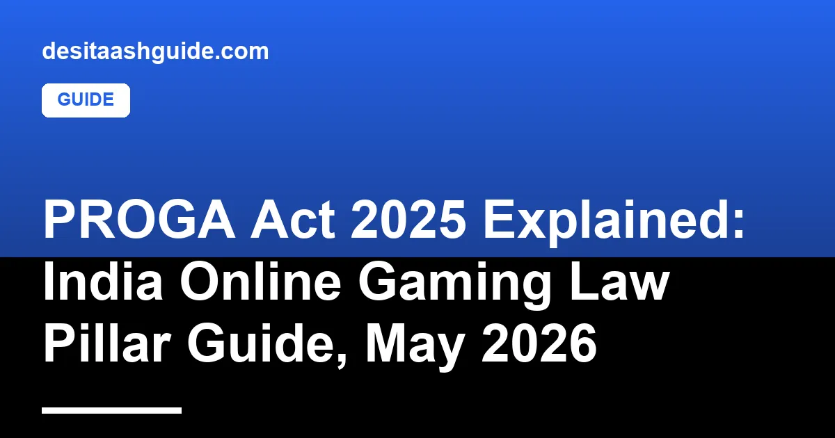 PROGA Act 2025 India Code portal cover and parliament building reference for May 2026 pillar guide