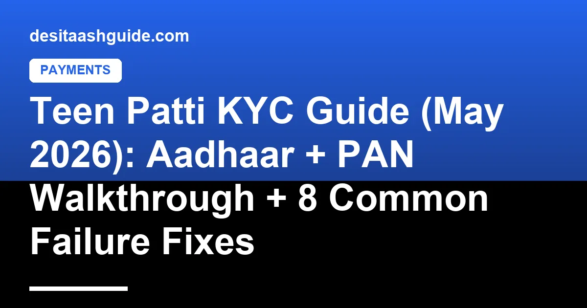 Teen Patti KYC verification screen with Aadhaar and PAN documents