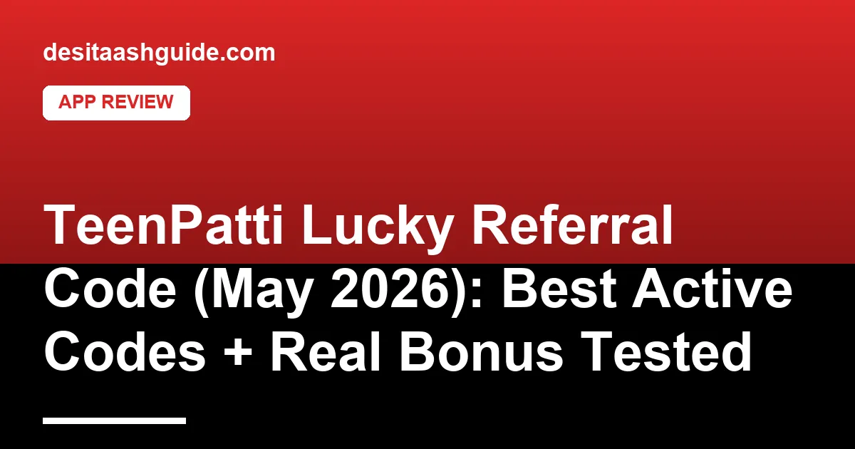 TeenPatti Lucky referral code entry screen with bonus credited